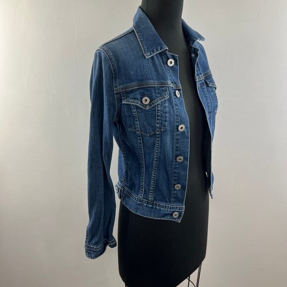 AG JEANS Blue Medium Wash Cotton Blend The Robyn Slim Denim Jean Jacket Size XS - Picture 5 of 11